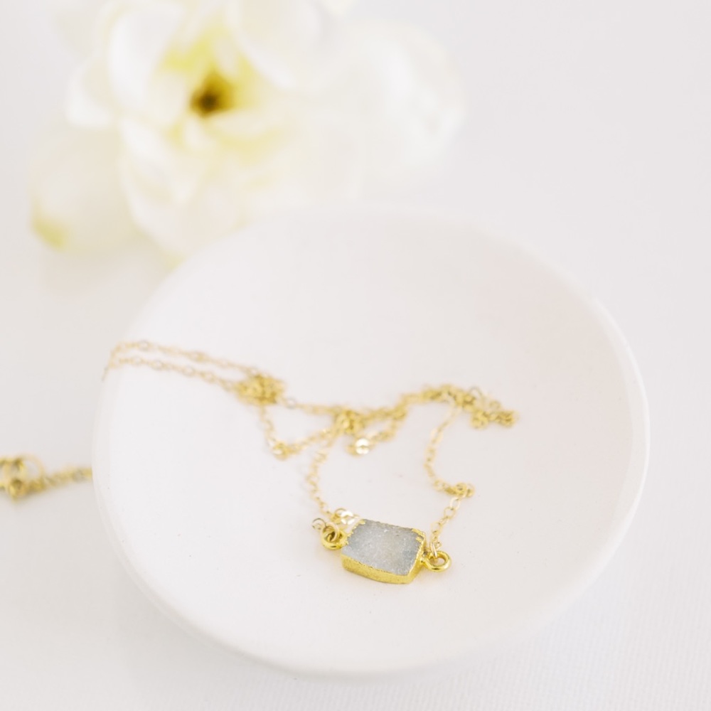 White Druzy Quartz Necklace | Gemstone Jewelry